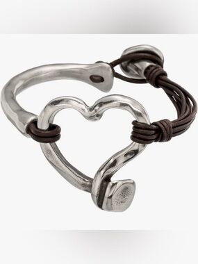 UNO de 50 Weave Heart Bracelet with Leather band